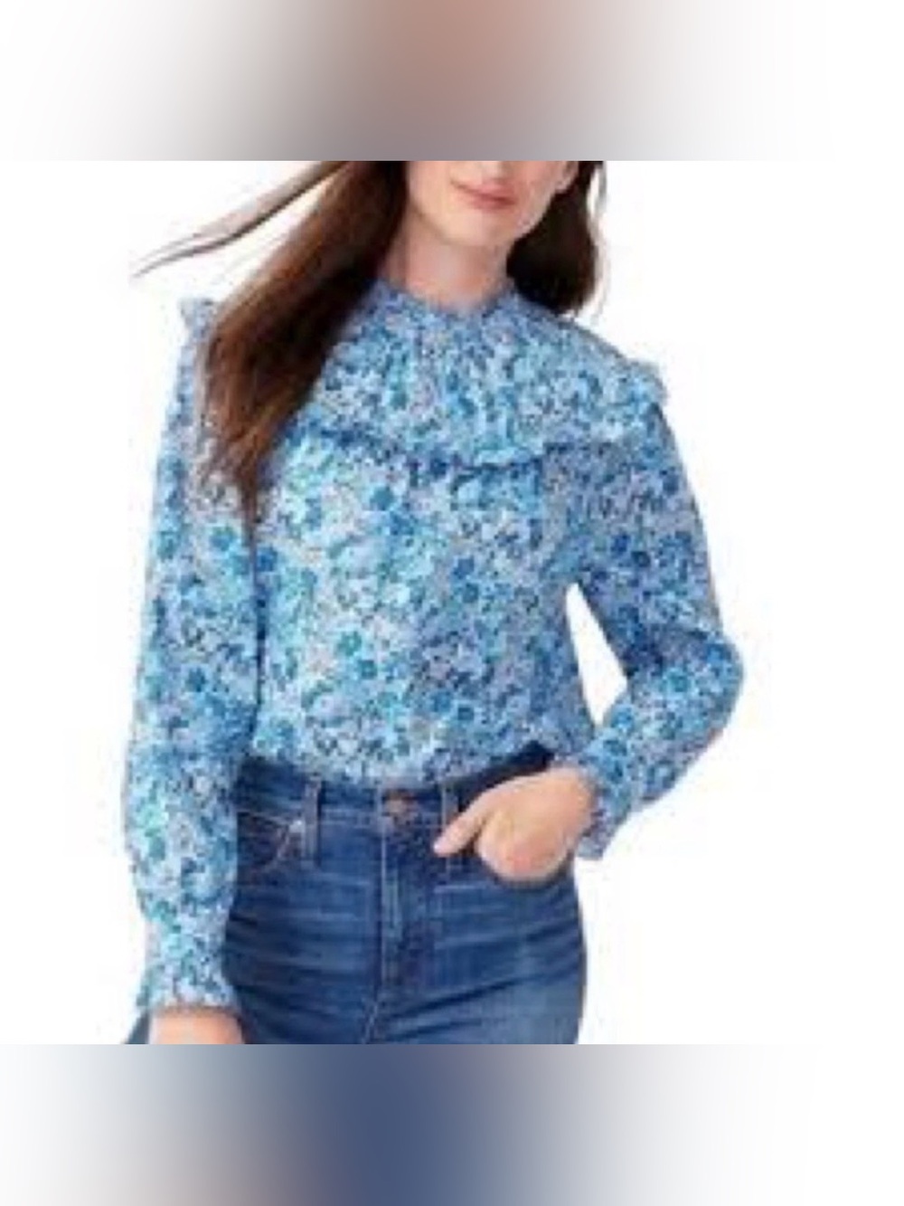J. Crew x Liberty Fabrics Elysian Day Floral Popover Blouse in Blue medium